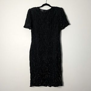 black dress with beaded embroidery